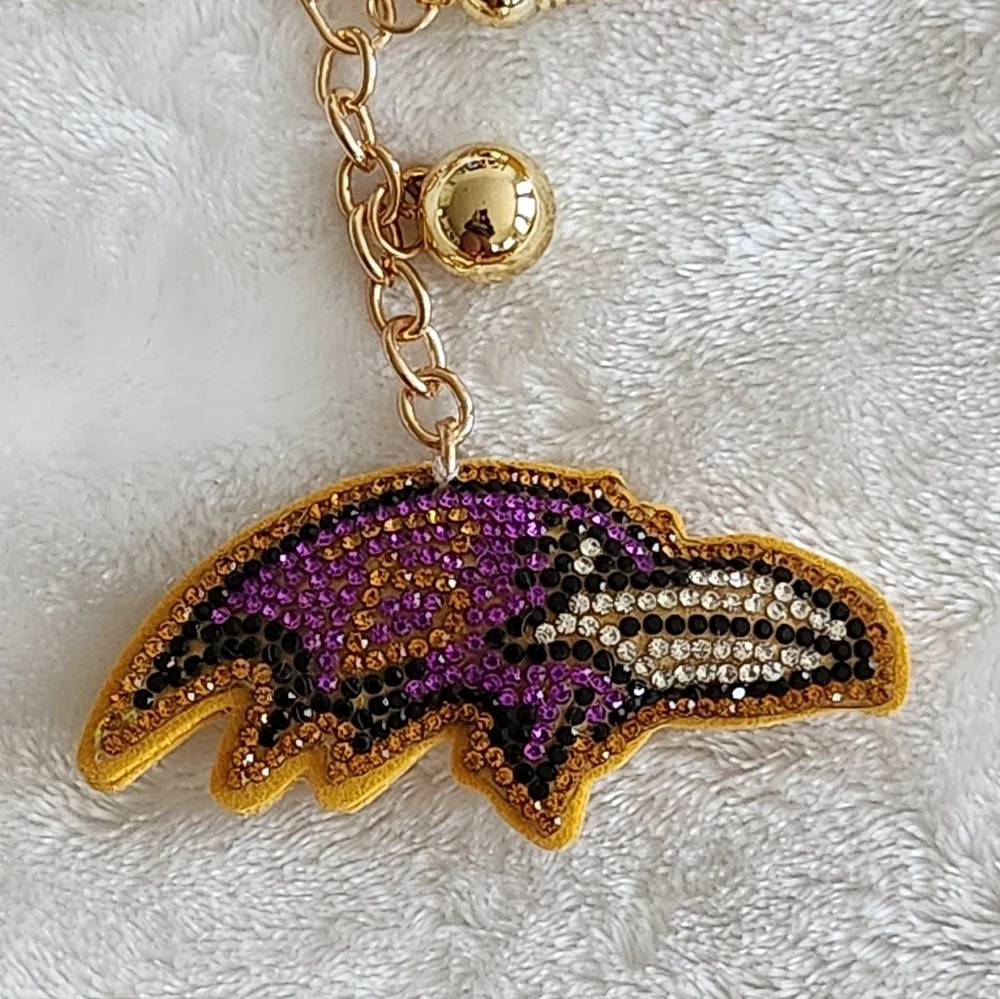 Baltimore Ravens Gold and Purple Keychain Bag Charm